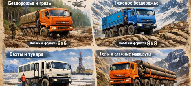 Полноприводная техника КАМАЗ: где оправдана колесная формула 6×6 и 8×8