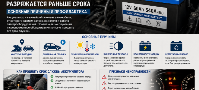 Почему автомобильный аккумулятор разряжается раньше срока: основные причины и способы профилактики