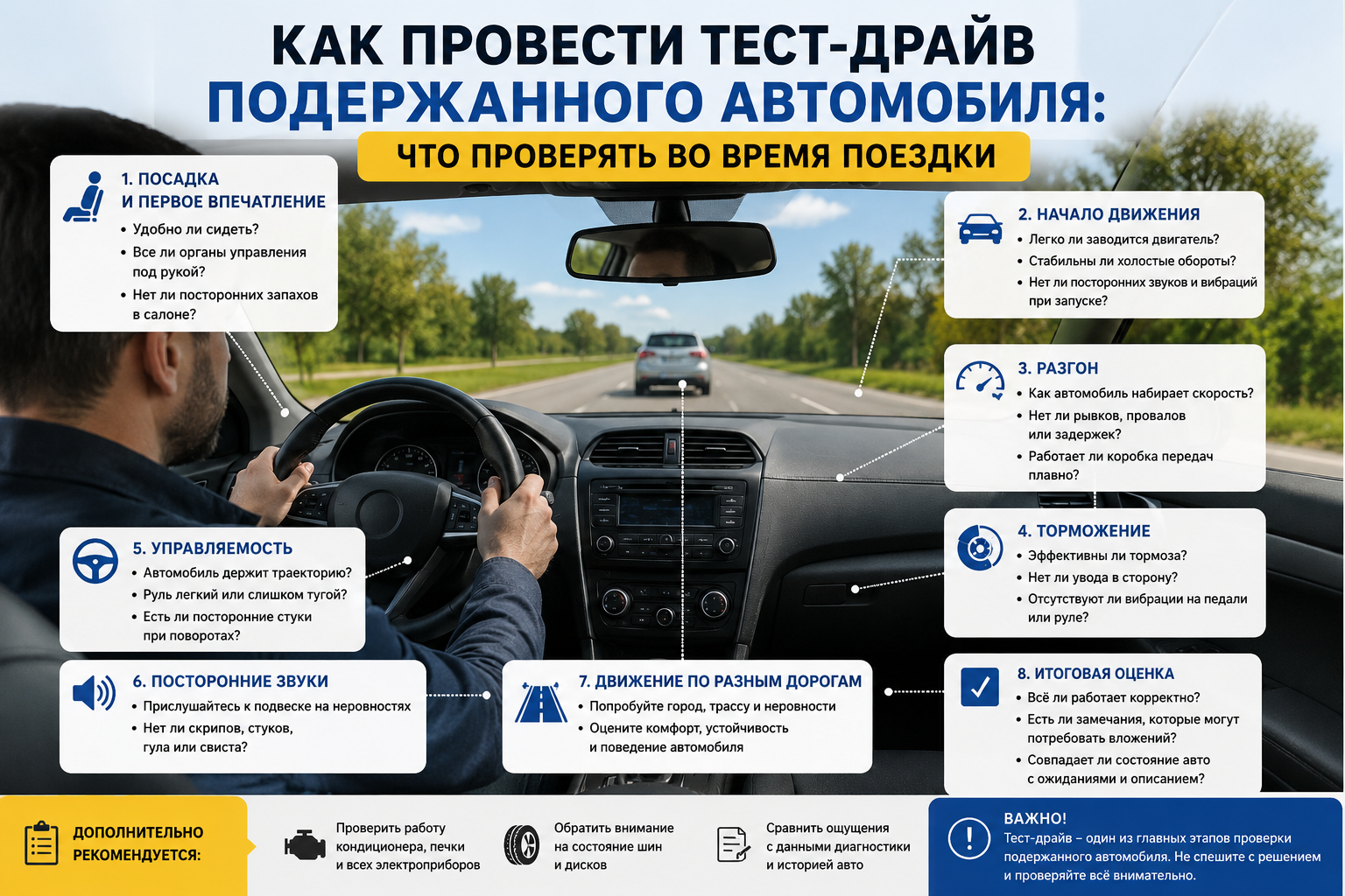 Как провести тест-драйв подержанного автомобиля: что проверять во время поездки